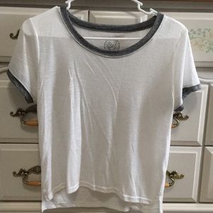 white and gray crop top